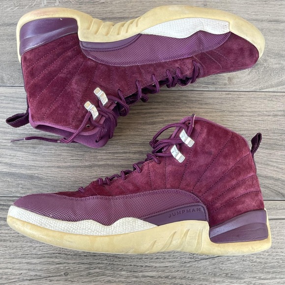 Nike Jordan 12 Retro Bordeaux Shoes Men 11 Red Burgundy Suede 130690-617 Sneaker - Picture 7 of 14